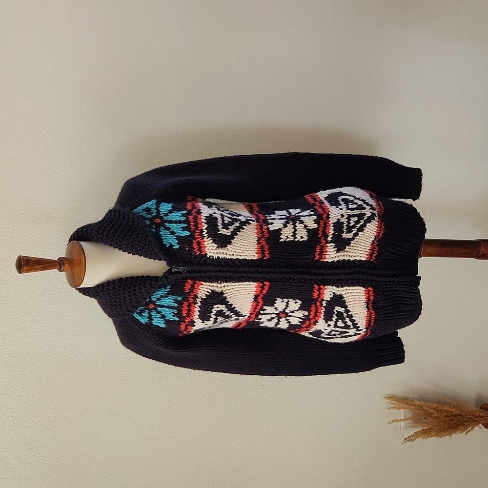 Roxy Knit Zip Up Southwestern Sweater Coat